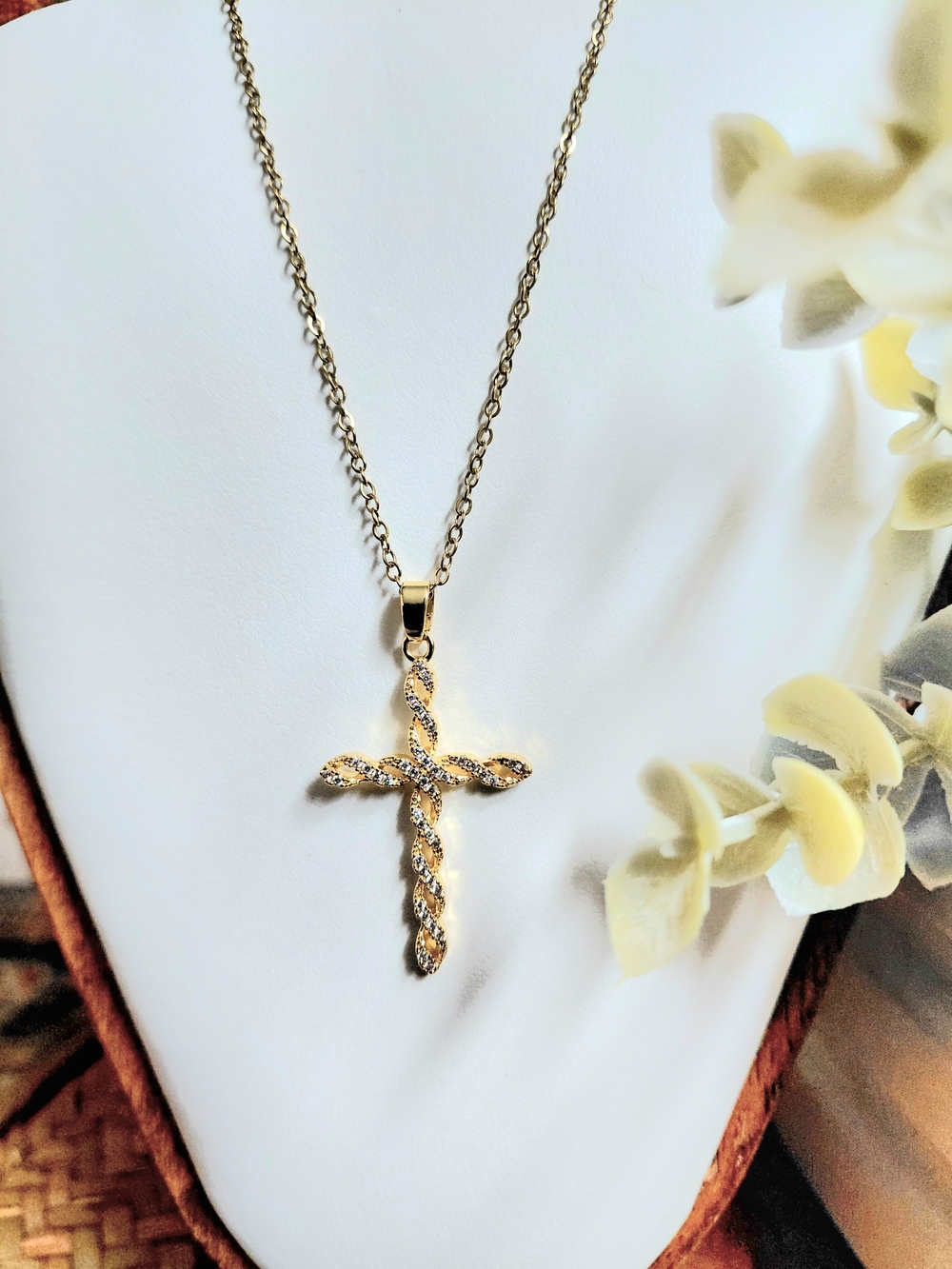Twisted Cross Pendant Necklace in Gold - Women's Jewelry